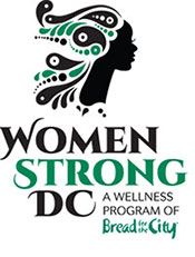 Logo: silhouetted profile of woman with flourishes for hair